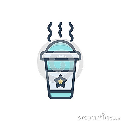 Color illustration icon for Hot Drink, coffee and beverage Cartoon Illustration