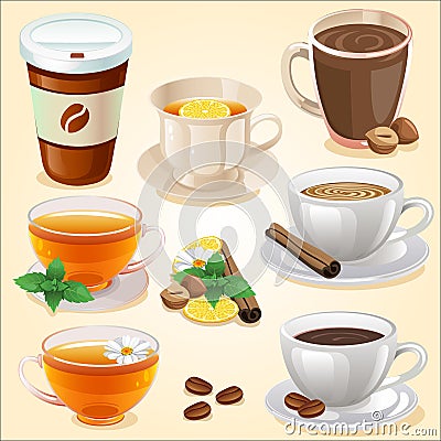 Hot drink set Vector Illustration