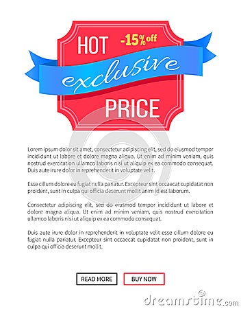 Hot Exclusive Price Off Discount Label on Poster Vector Illustration