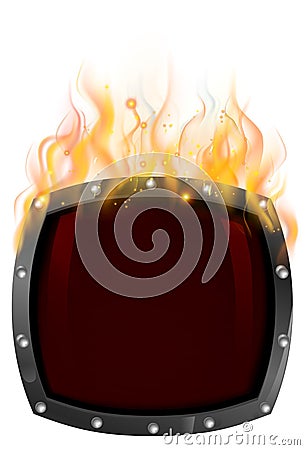 Hot Fiery Shield With Fire Flame Flames Concept Vector Illustration