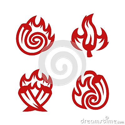 Hot fire chili logo collection Vector Illustration