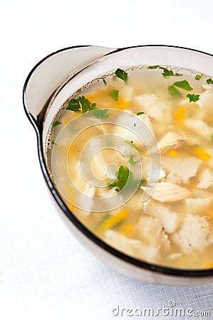 Hot fish soup Stock Photo