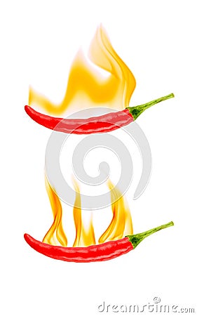 Hot flaming red pepper Stock Photo