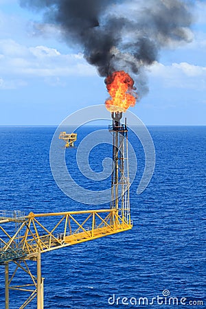 Hot flare boom and fire Stock Photo