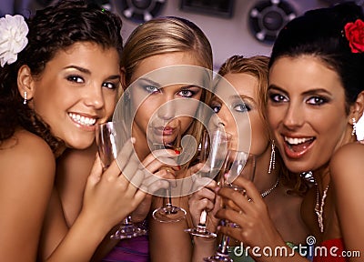 Hot girls having party Stock Photo