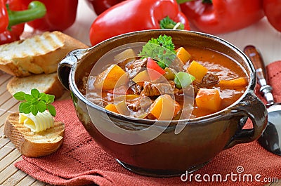 Hot goulash soup Stock Photo