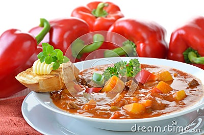 Hot goulash soup Stock Photo