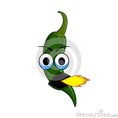 Hot Green Chili Jalapeno cartoon pepper characters. Vector Illustration