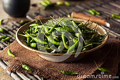 Hot Green Thai Chili Pepper Stock Photo