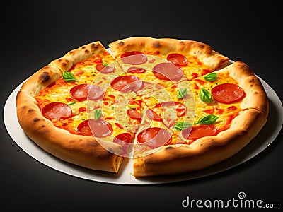 Hot Italian Pizza Illustration Generative AI Stock Photo