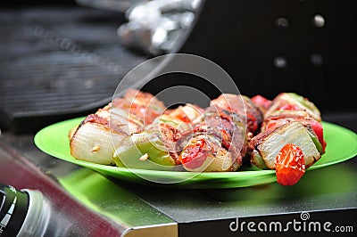 Hot Kabobs on a Plate Stock Photo