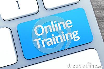 Hot key for Online Training on Modern Computer Keyboard. Top vie Stock Photo