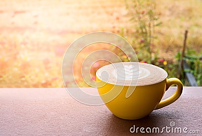 Hot latte coffee Stock Photo