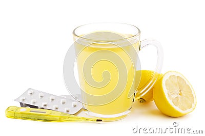 Hot lemon home remedy Stock Photo