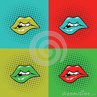 Hot Lips Vector Illustration Pop Art Vector Illustration