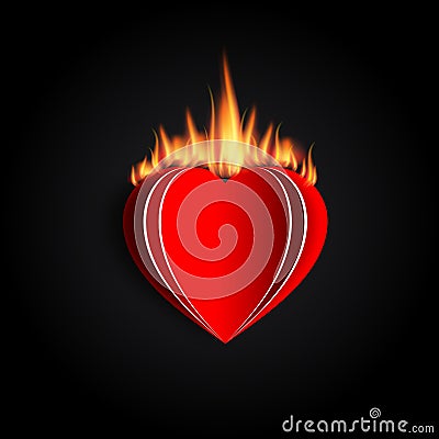 Hot Love, fire flame heart Stock Photo