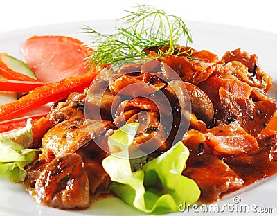 Hot Meat Dishes - Beef & Mushroom Stew Stock Photo