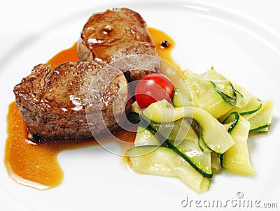 Hot Meat Dishes - Veal Medallions Stock Photo