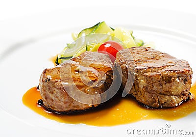 Hot Meat Dishes - Veal Medallions Stock Photo