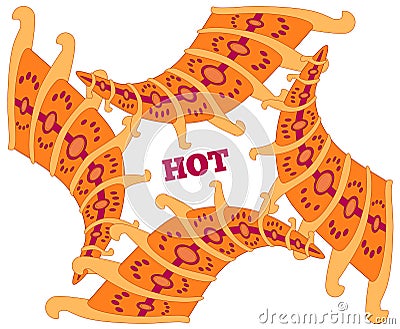 Hot orange shell frame Vector Illustration