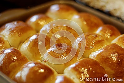 Buns direct from the oven Stock Photo