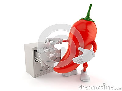 Hot paprika character with archive Cartoon Illustration