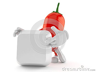 Hot paprika character with blank keyboard key Cartoon Illustration