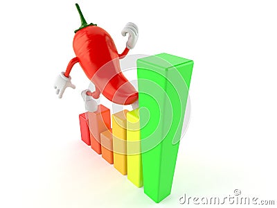 Hot paprika character with chart Cartoon Illustration