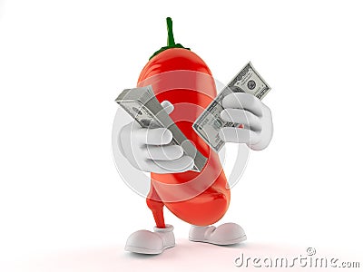 Hot paprika character counting money Cartoon Illustration