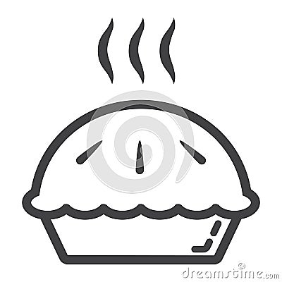 Hot pie line icon, food and drink, bakery sign Vector Illustration