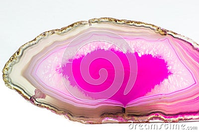 Hot pink and semi-transparent agate geode slice crystal Stock Photo
