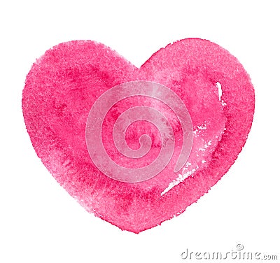 Hot pink watercolor heart silhouette, Valentines day template Stock Photo