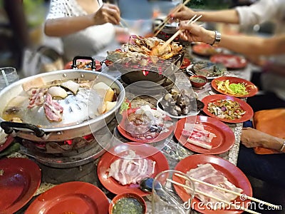 Hot Pork Shop in Bangkok Stock Photo