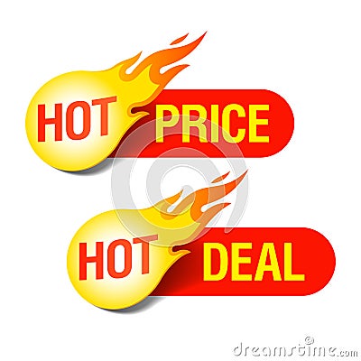 Hot Price and Hot Deal tags Vector Illustration