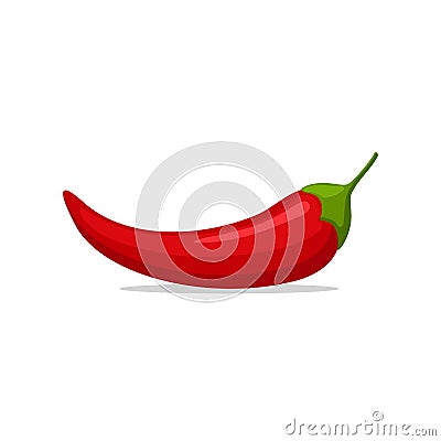 Hot red Chilly pepper isolated on white background, cartoon mexican chilli, paprika icon sign. Spicy food symbol Vector Illustration