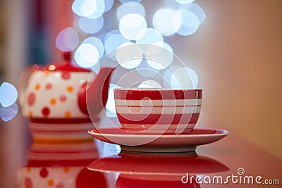Hot red cup of coffee or tea Stock Photo