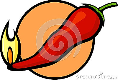 Hot red pepper in fire Vector Illustration