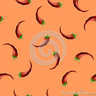 Hot Red Peppers Seamless Pattern Vector Illustration