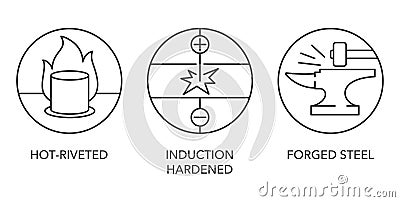 Hot-riveted, induction hardened and forged steel Vector Illustration