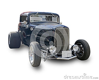 The Hot rod car based on Ford 1932 Model 18 or B three-window coupe. White background Stock Photo