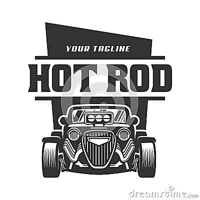 Hot Rod car logo, HotRod vector emblem, Vector Hot Rod car logo Vector Illustration