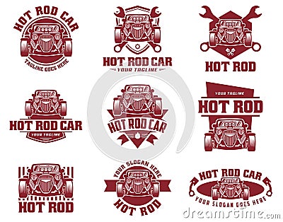 Hot Rod car logo, HotRod vector emblem, Vector Hot Rod car logo Vector Illustration