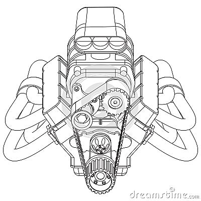 Hot Rod Engine Vector Illustration