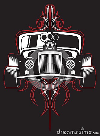 Hot rod. Retro car. pinstripes. vector Vector Illustration