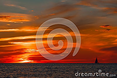 Romantic sunset over the sea Stock Photo