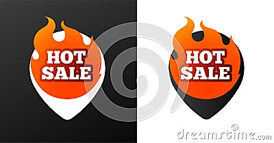 Hot Sale Burning Pins. Black and White Variations. Isolated Vector Objects. Vector Illustration