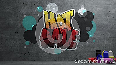 Hot sale Graffiti on concrete wall texture Stone wall background , 3d rendering Stock Photo