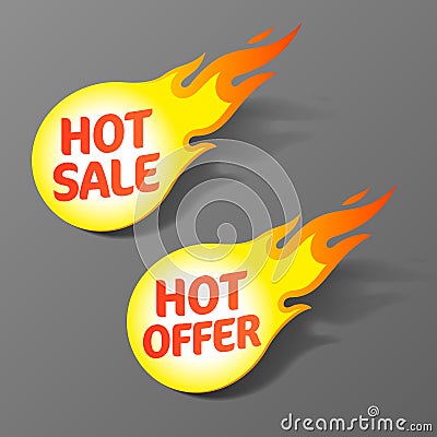 Hot sale and hot offer tags Vector Illustration