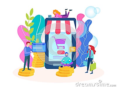 Hot Sale in the online store mobile application Vector Illustration