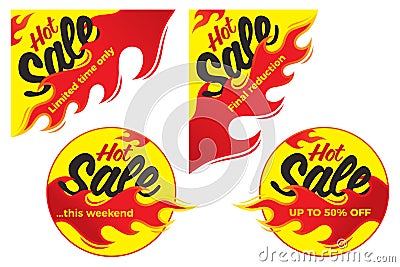 Hot sale price offer deal vector labels stickers. Corner form wi Vector Illustration